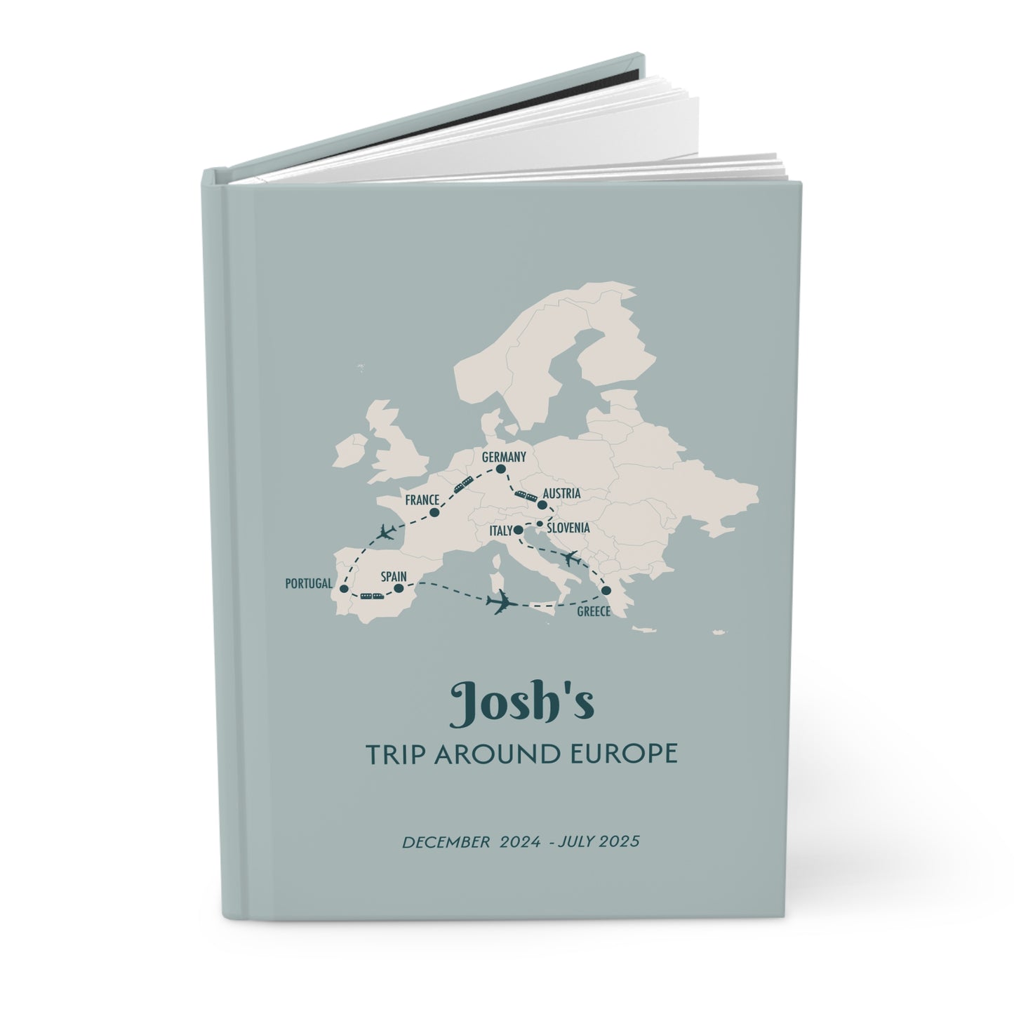 Custom Map Europe Personalized Travel Journal