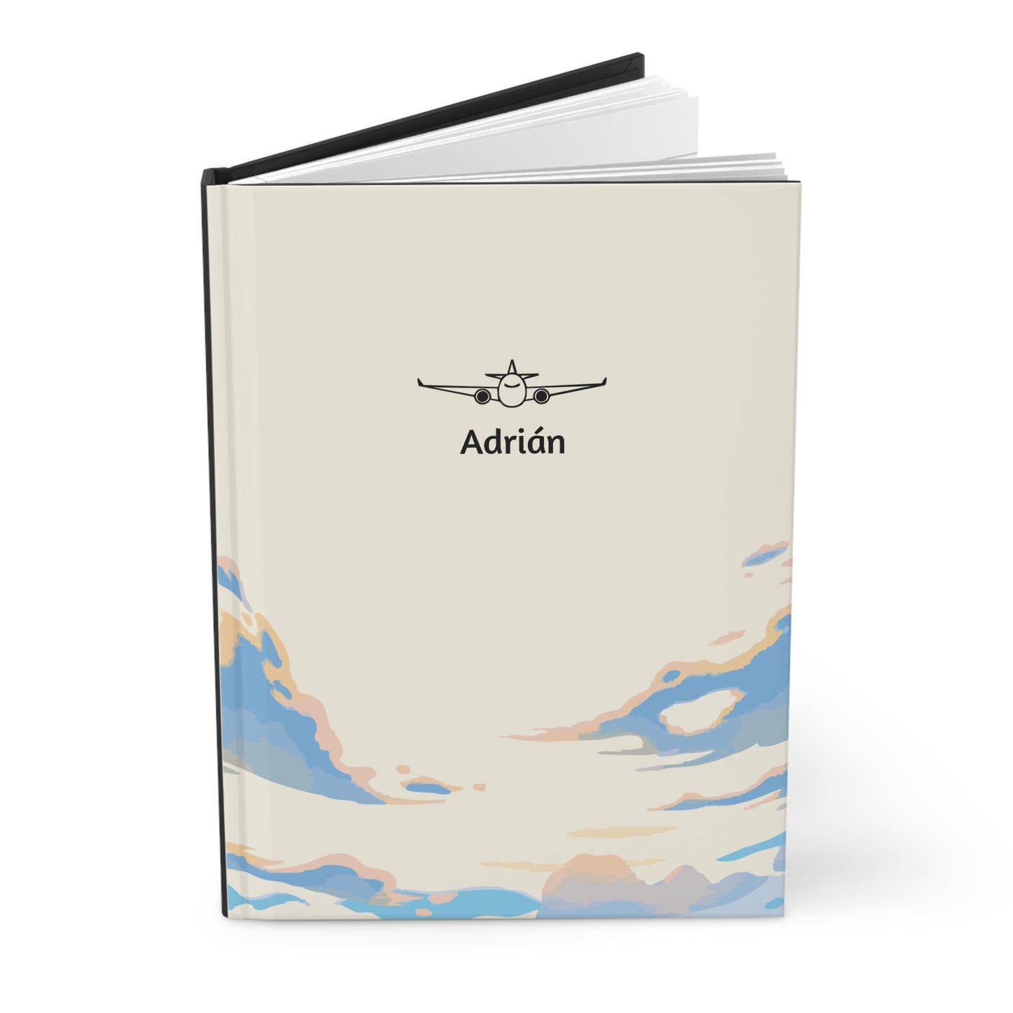 Cuaderno minimalista de tapa dura con temática de avión, diario ideal para entusiastas de los viajes, escritores y artistas