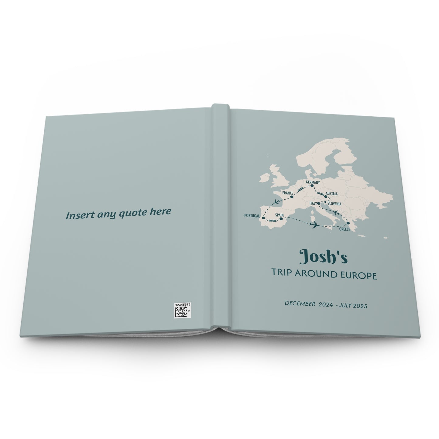 Custom Map Europe Personalized Travel Journal