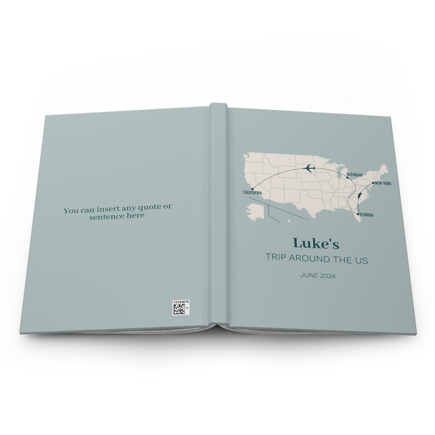 Custom Map US Personalized Travel Journal