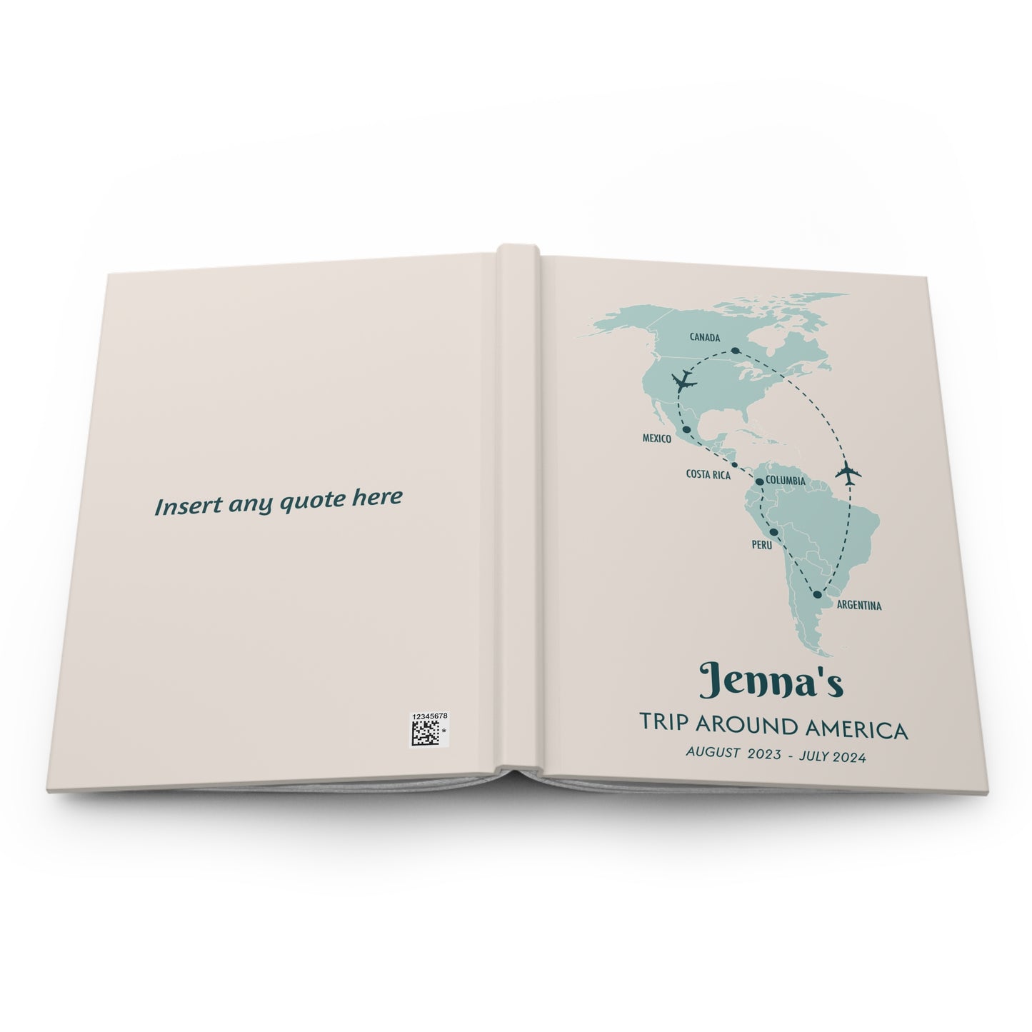 Custom Map America Personalized Travel Journal