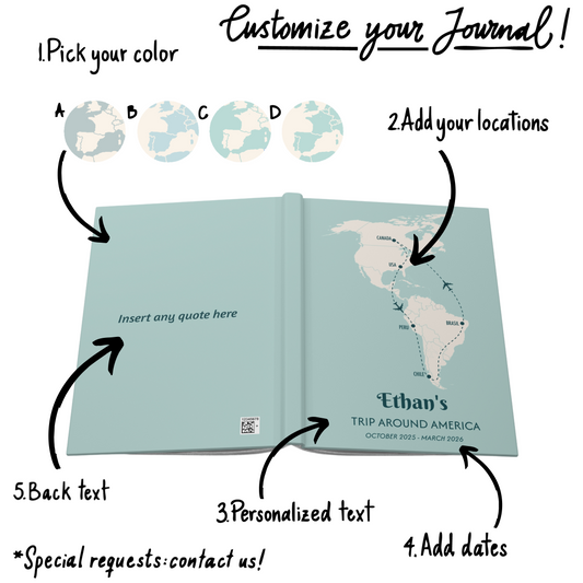 Custom Map America Personalized Travel Journal