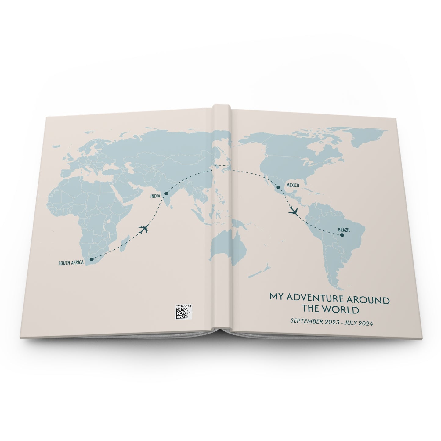 Custom Map World Personalized Travel Journal