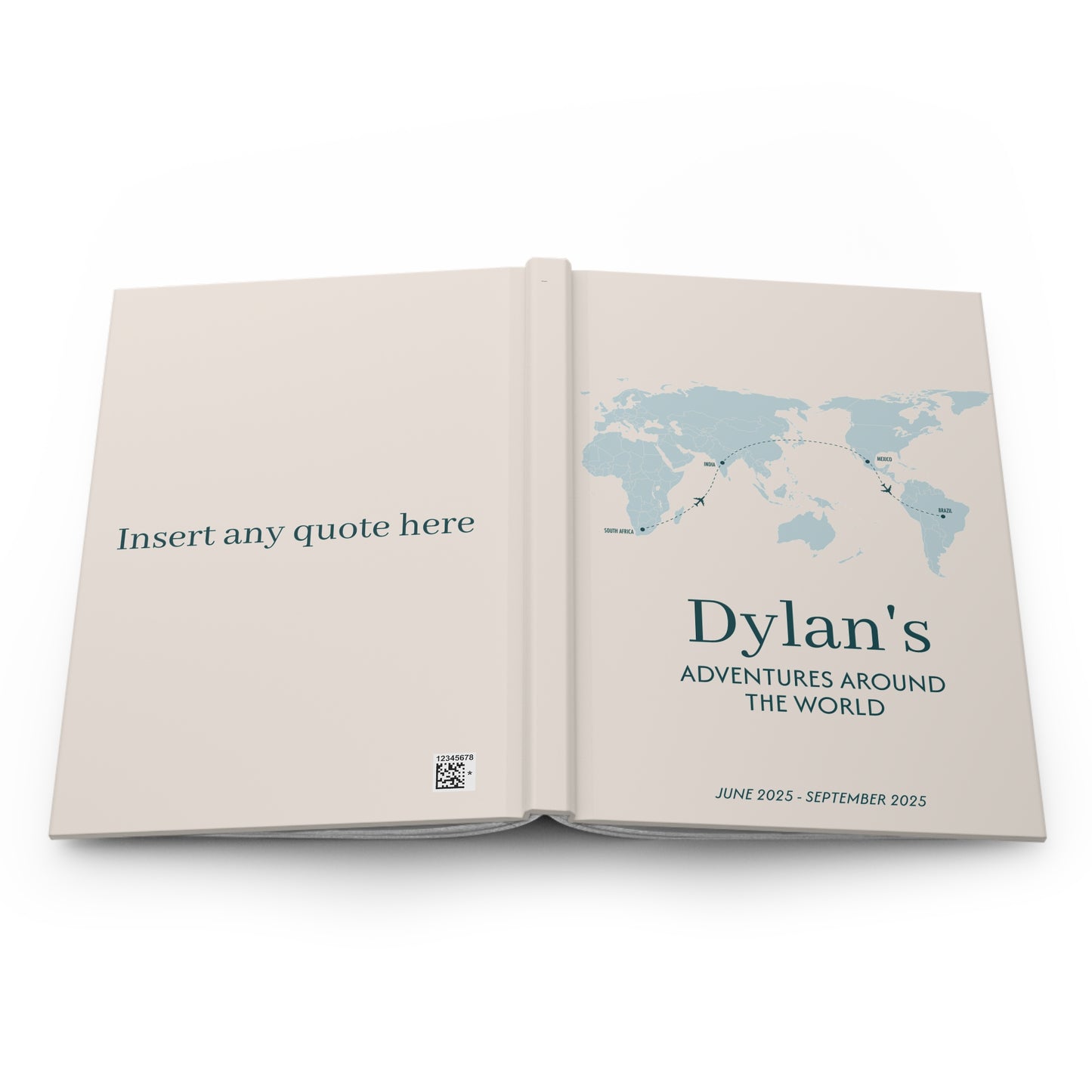 Custom Map World Cover Personalized Travel Journal