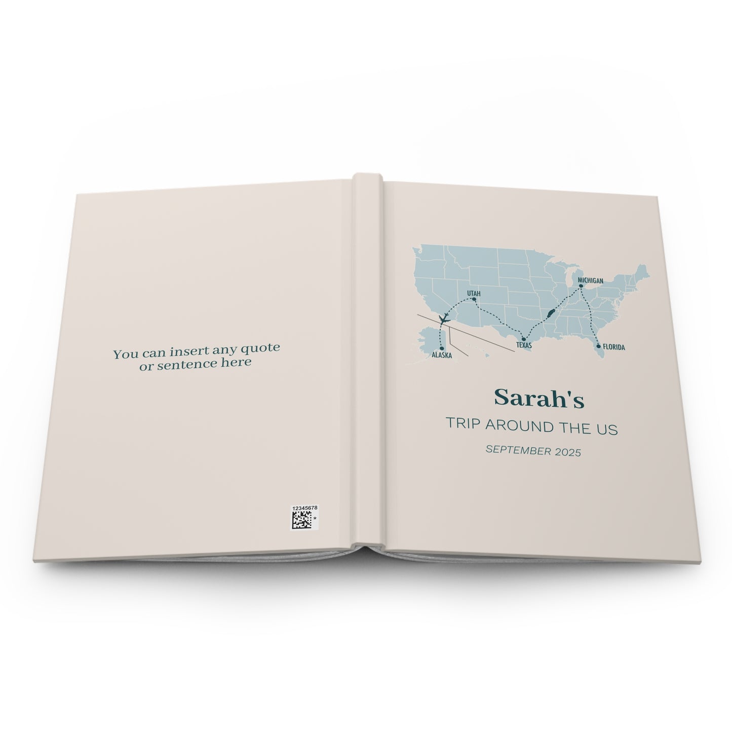 Custom Map US Personalized Travel Journal