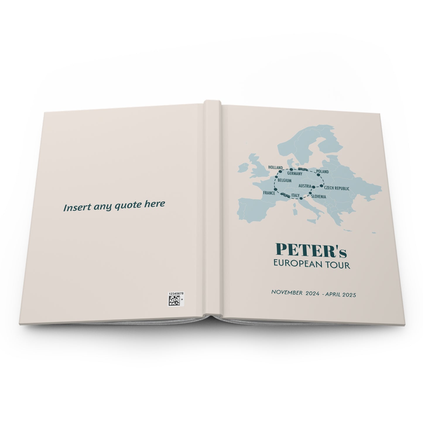 Custom Map Europe Personalized Travel Journal