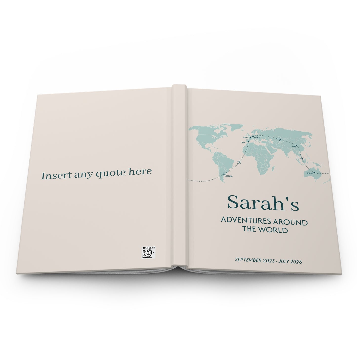 Custom Map World Cover Personalized Travel Journal