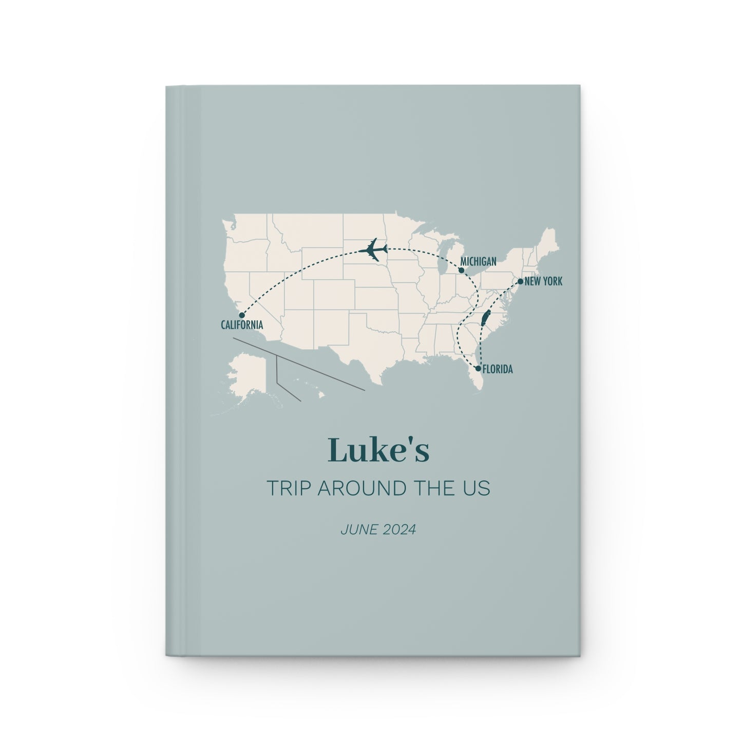 Custom Map US Personalized Travel Journal