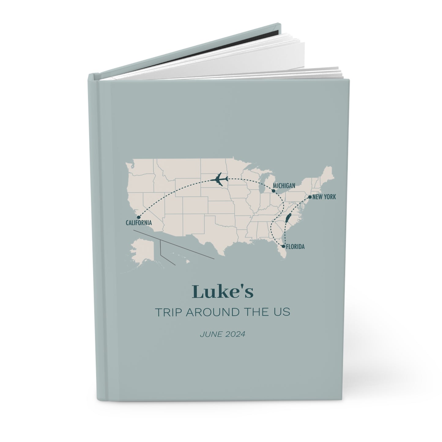 Custom Map US Personalized Travel Journal