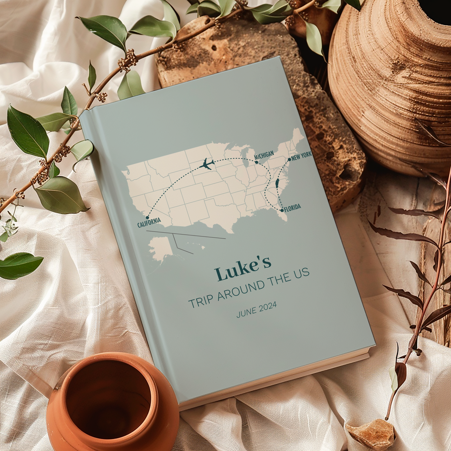 Custom Map US Personalized Travel Journal